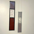 purple stained glass hanging sun catcher, stained glass garden tree spinner / in house sun catcher, 3 glass sections, rectangle stained glass panel.